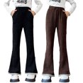 thumbnail image 3 of LYMAYTER Girls Flare Pants for Kids Baby Corduroy Casual Trousers Toddler Thickened Flare Leggings 3-13 Years, 3 of 10