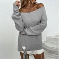 thumbnail image 6 of Lovskoo Sweaters for Women Trendy Casual Long Sleeve Pullover Off-The-Shoulder Strappy Sweater Tops Gray, 6 of 8