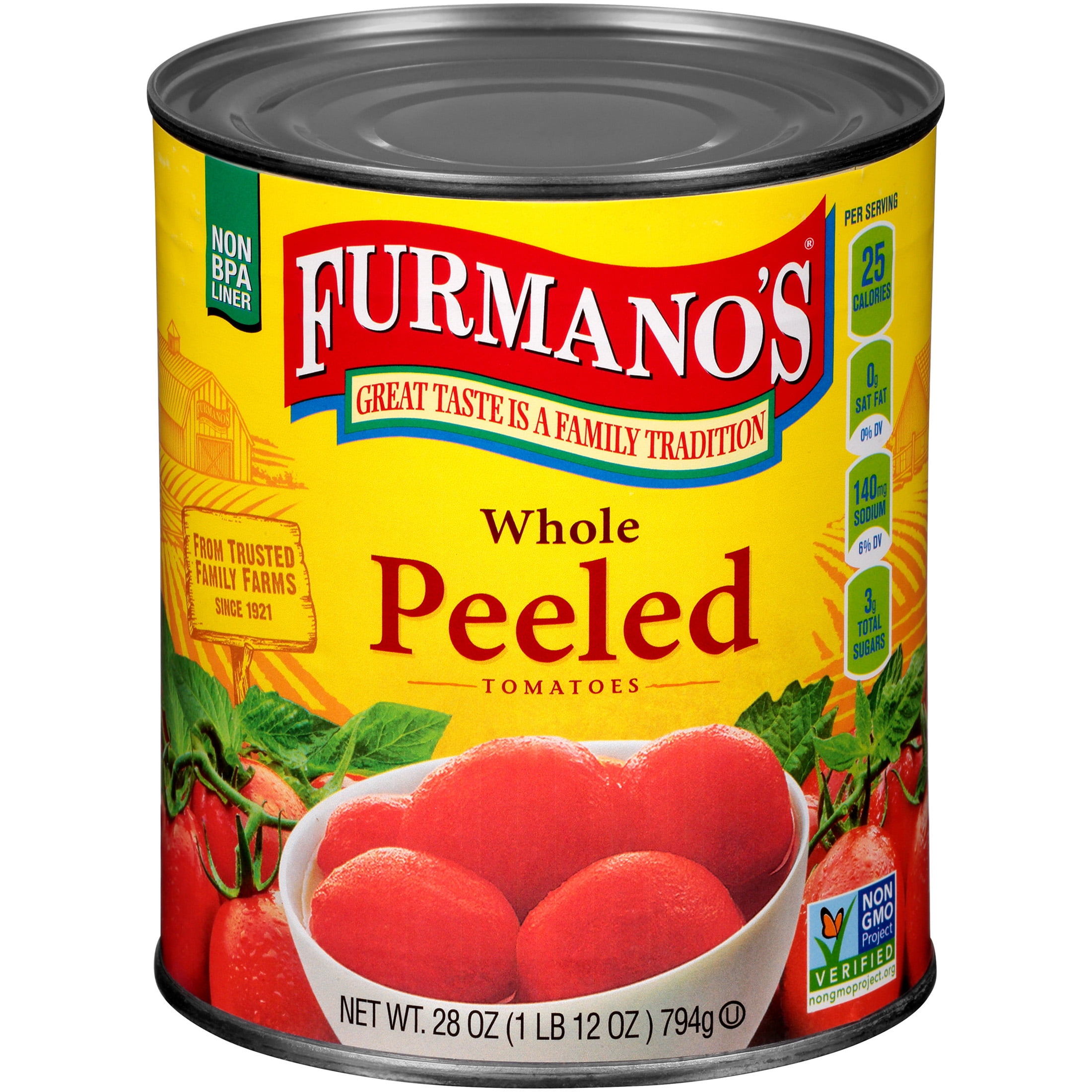 (6 pack) Furmano's Whole Peeled Tomatoes, 28oz, Can