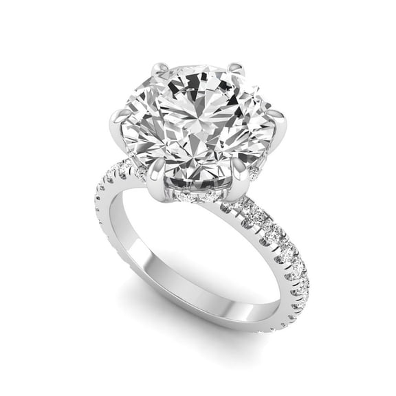 SHANTI JEWEL IGI Certified 5.75 Carat Round Lab Grown Diamond (5 Ct, F, VVS2) Hidden Halo 14K White Gold Wedding Engagement Ring For Womens 7 US
