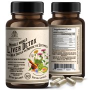 Middle World Liver Detox with Milk Thistle & Proteolytic Enzymes - Liver Support — Liver Cleanse Detox & Repair, 60 Caps