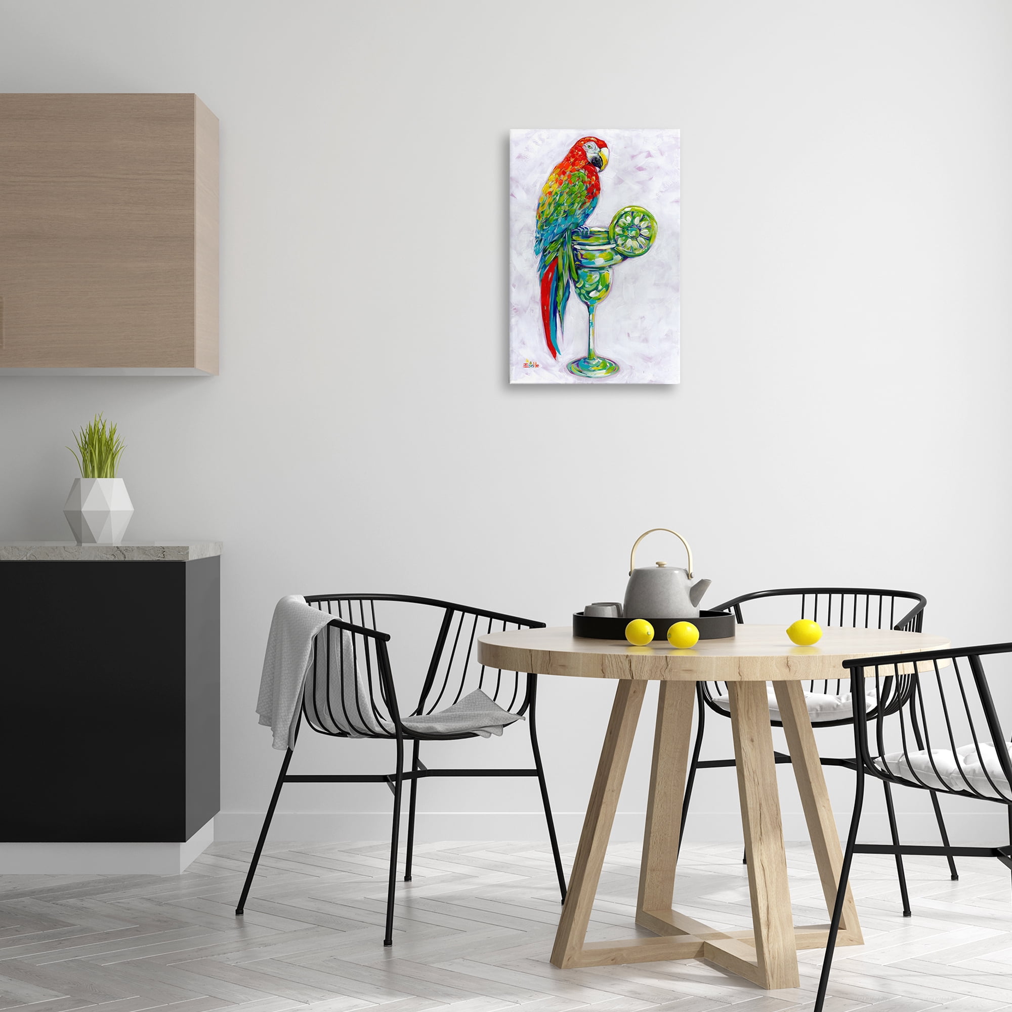 Stupell Industries Margarita Parrot Perched Food & Beverage Painting Gallery Wrapped Canvas Art Print Wall Art, 16 x 24