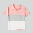 thumbnail image 2 of PatPat Men Shirts Short Sleeve Polo Shirts Graphic Tees Color Block Family Matching Casual Summer Tops, Pink, Men XXL, 2 of 6