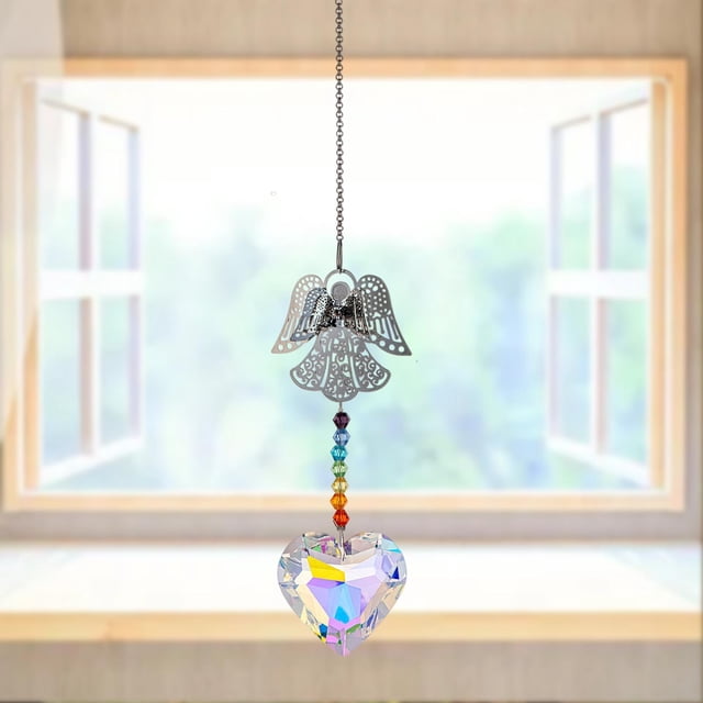 Elegante lámpara de cristal colgante reflector de lámpara decoración de cadena para jardín, oficina en hogar, patio, porche, exterior, Corazón shamjiam Prisma de luz de cristal