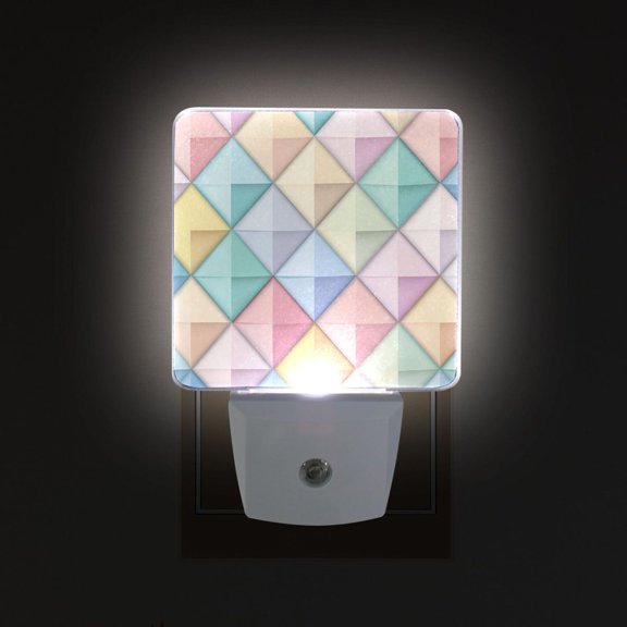 Yayeee LED Night Light for The Home Plug in With Light Sensors 2 Pack, Colorful Geometric