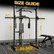 Mikolo Smith Machine, 1000LBS Power Rack With Pec Deck and Lat Pull Down System, Multi-Function Squat Rack Cage For Home Gym