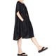 thumbnail image 3 of Qarigey Vestido suelto femenino manga corta primavera verano cuello Irregular Casual Color sólido vestidos hasta la rodilla Vestidos Negro SG, 3 of 6