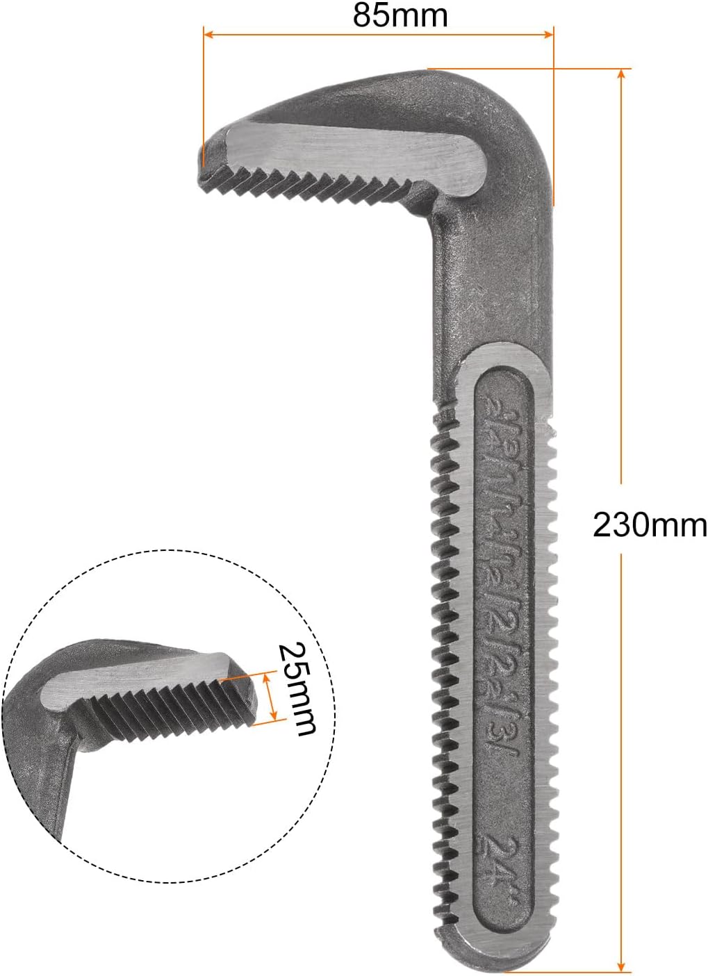 Pipe Wrench Hook Jaw 24" Plumbing Wrench Replacement Jaws Carbon Steel for 24" Adjustable Wrench