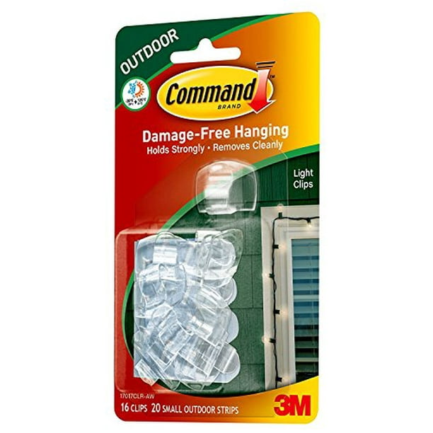 3M Command Strips 17017CLRAW Clear Outdoor Light Clips 16 Count