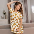 thumbnail image 3 of Kdxio Pumpkin Maple Leaves Pattern Womens Short Sleeve Sleepshirt Scoopneck Cute Nightdress Ruffle Comfy Nightgown, 3 of 6