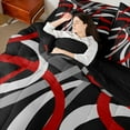 thumbnail image 4 of Manfei Abstract Stripes 7-Piece Twin Bedding Sets for Female Men,Geometric Lines Bedding Comforter Set,Retro Vintage Style Breathable Sheet Sets,Breathable Home Decor,Reversible, 4 of 8