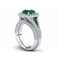 thumbnail image 3 of HeartsAndYou 3ct Natural Emerald Diamond Split Shank Halo Bridal Set Ring 14k REAL White Gold, 3 of 9