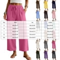 thumbnail image 3 of RFQWOVSR Women's Elastic Waist Drawstring Wide Leg Linen Pants with Pockets Loose Fit Casual Summer Trousers M, 3 of 5