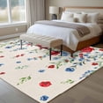 thumbnail image 5 of Independence Day Flower Washable Area Rug 5 x 8 ft Retro Farm Red Blue White Floral Green Leaf Linen, Soft Non Slip Rugs Stain Repellent Indoor Felt Carpet for Living Dining Room Bedroom Home Office, 5 of 9