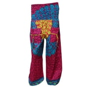 Mogul Women's Harem Pants Wide Leg Pink Floral Printed Trousers