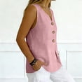 thumbnail image 4 of Qwertyu Cotton Linen Tank Tops for Women V Neck Button Down Shirts Lightweight Breathable Summer Casual Sleeveless Blouses 2026 Pink S, 4 of 7