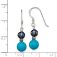 thumbnail image 4 of 925 Sterling Silver FW Cultured Black Pearl & Turquoise Dangle Earrings, 4 of 5
