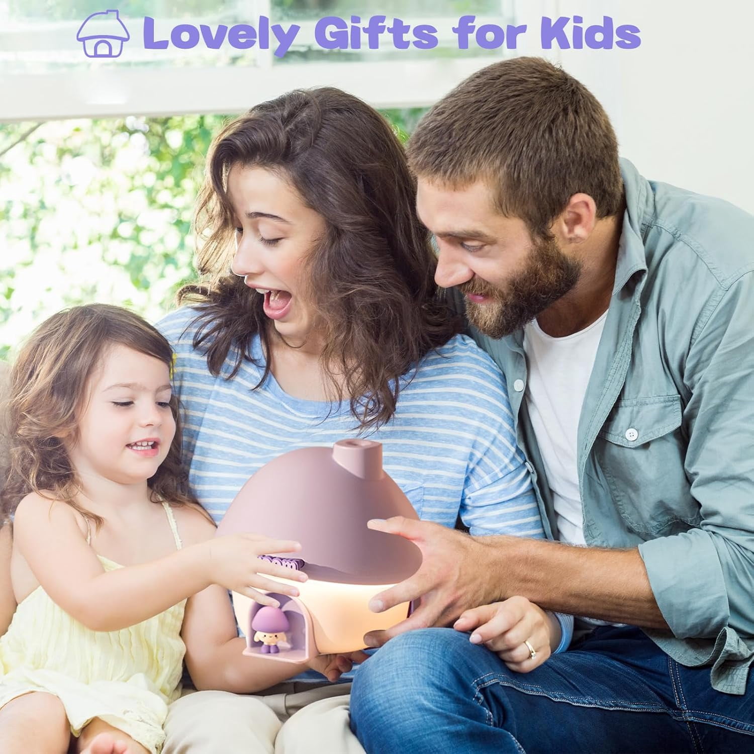 Small Humidifier for Bedroom, 300ML Pur House Mini Humidifier with 6 Colors Sunset Light, 2 Spray Modes Portable Baby Humidifier, Cute Rechargeable Mushroom Night Light for Kids