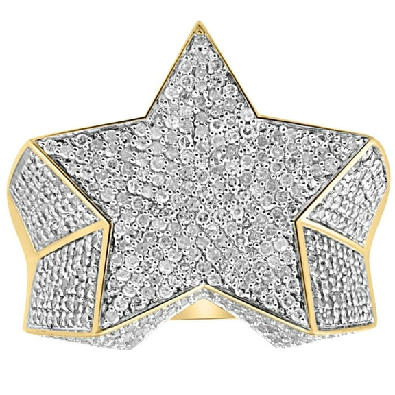 Pompeii 2Ct Diamond Men's 10k Yellow Gold Star Ring (I/J,I2-I3)