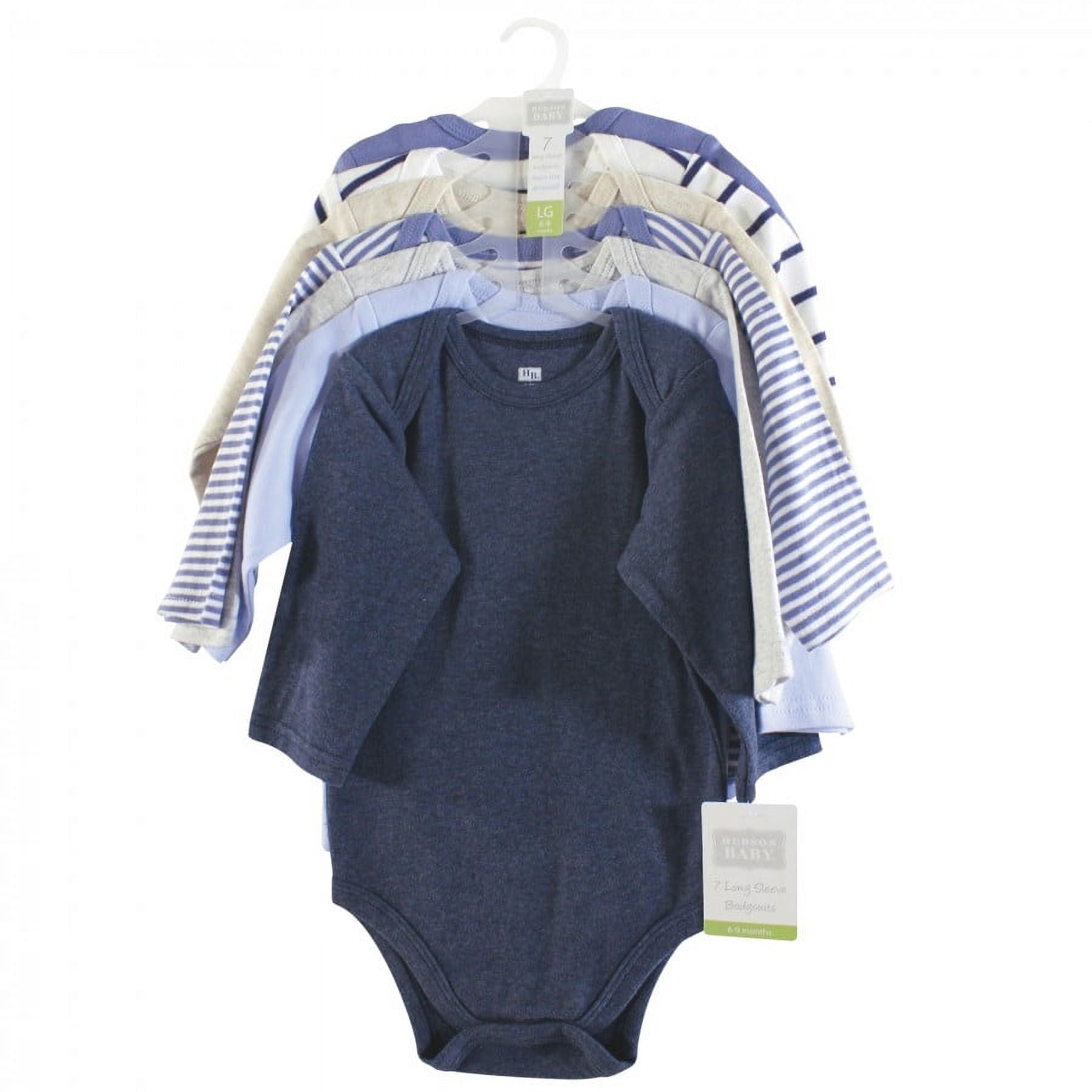 Hudson Baby Cotton Long-Sleeve Bodysuits, 7-Pack, Newborn-24 Months