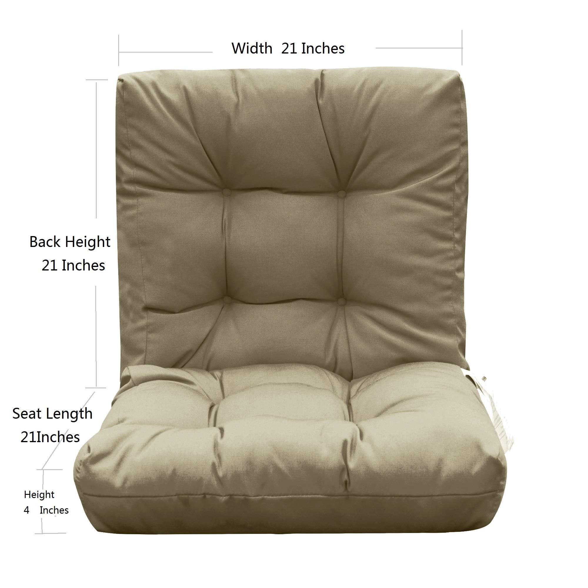 Outdoor Chair Cushion Waterproof Patio Furniture Seat Pad with Ties Fade Resistant Replacement for Rocking Chairs Dark Grey