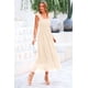 thumbnail image 5 of Vestido PRETTYGARDEN Midi de Tul Beige sin Mangas con Fruncido Talle L, 5 of 9