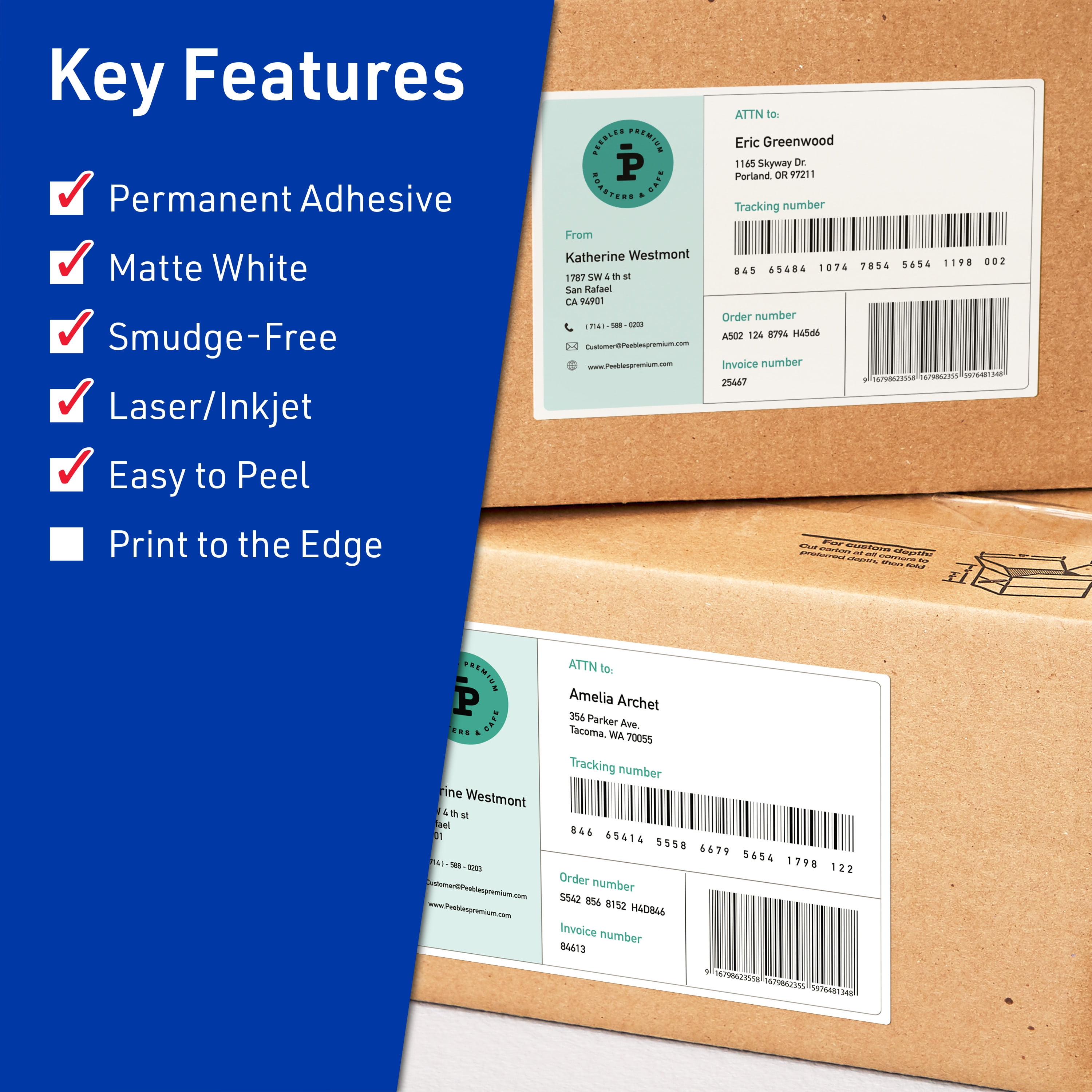 Avery TrueBlock Rectangle Labels, 5" x 6", 100ct