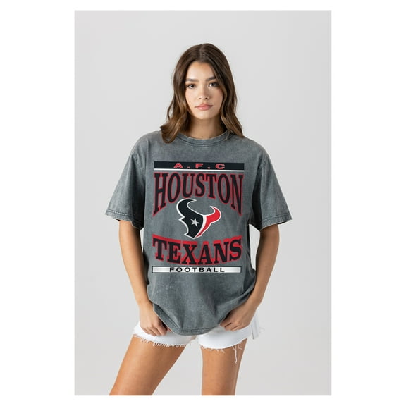 Women's Gameday Couture Gray Houston Texans Oversized Classic Grind Washed T-Shirt