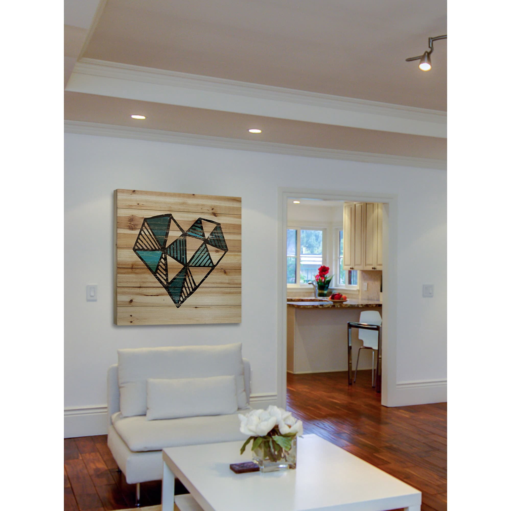 Marmont Hill - "Indigo Heart" Painting Art Print on Natural Pine Wood