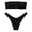 Black, variant on Women Swimsuits Solid Color Push Up Strapless Bandeau High Waisted Two Piece Bikini Set
