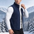 thumbnail image 5 of Stamzod Mens Fleece Vest Jacket Casual Full Zip Sherpa-Lined Jackets Warm Sleeveless Coat Vests with Pocket Dark Blue-2 XL, 5 of 6