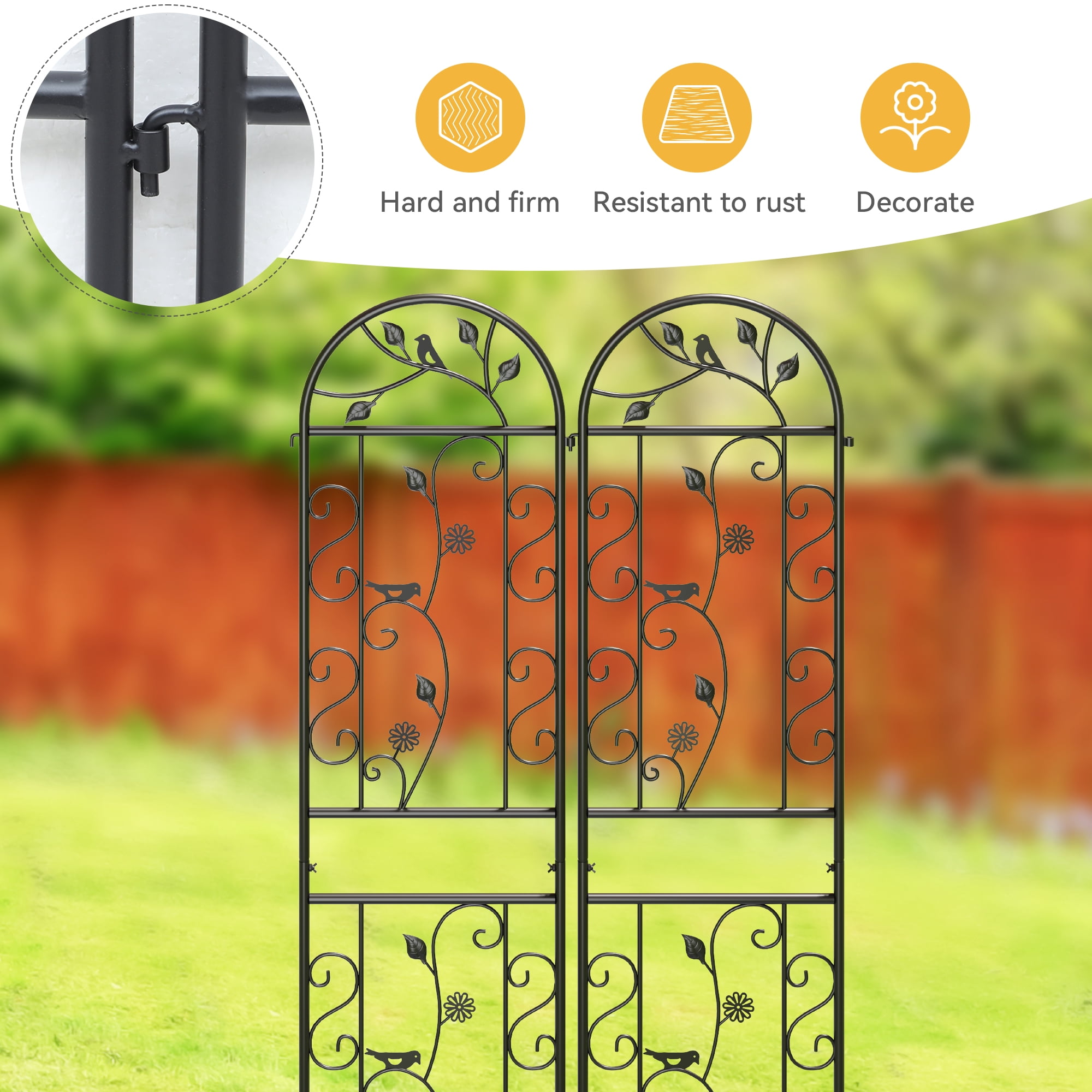 Uforic 4 Pack 87x20in Metal Coated Garden Trellises, Black Rustproof Trellis for Climbing Plants,Vegetables,Flowers,Large Decorative Outdoor Trellis Fencing