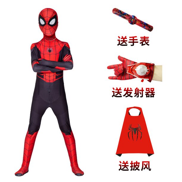 Disney-disfraz de Spiderman para adultos y niños, traje de Halloween, rojo, negro, Spandex, 3D Fivean unisex