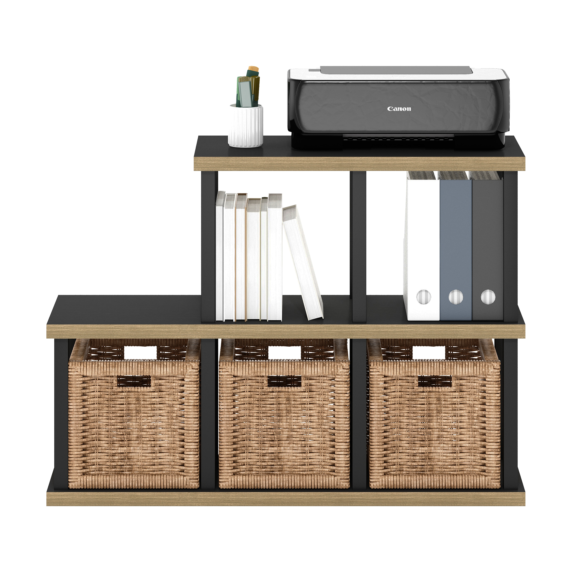Furinno TURN-N-TUBE No Tools 5-Cube Decorative Display Shelf in Americano/Black