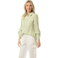 thumbnail image 4 of MixMatchy Women's Casual Roll Up Sleeve Button Down Shirt Collared Blouse Top, 4 of 5