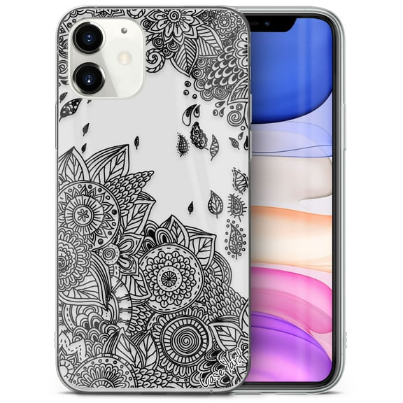 Case Yard iPhone-11 Case Clear Soft & Flexible TPU Ultra Low Profile Slim Fit Thin Shockproof Transparent Bumper Protective Cover Drop Protective Cell Phone Cases (Wind Flower)