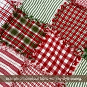 40+ Merry Christmas Red & Green Plaid Homespun 5x5 Pre-Cut Quilt Squares Charm Pack by JCS Fabric