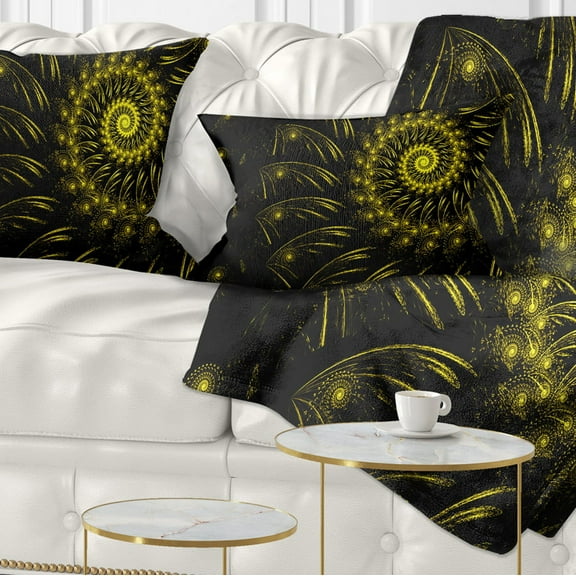 Designart Endless Spiral Snail Yellow - Abstract Throw Pillow - 12x20