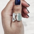 thumbnail image 3 of Natural Aquamarine Ring, Rough Aquamarine Gemstone Ring, March Birthstone, Triple Stone, 925 Sterling Silver, Womens Ring, Christmas, Adjustable Ring, Handmade, Statement Jewelry, Raw Gemstone Jewelry, 3 of 5
