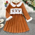 thumbnail image 2 of Gelikeya Newborn Christmas Outfit Girl Size 1-3 Little Girl Long Sleeve Dresses Casual Midi Sundress Tutu Dress for Kids Winter Clothes (X02 Brown, 1-3 Years), 2 of 3
