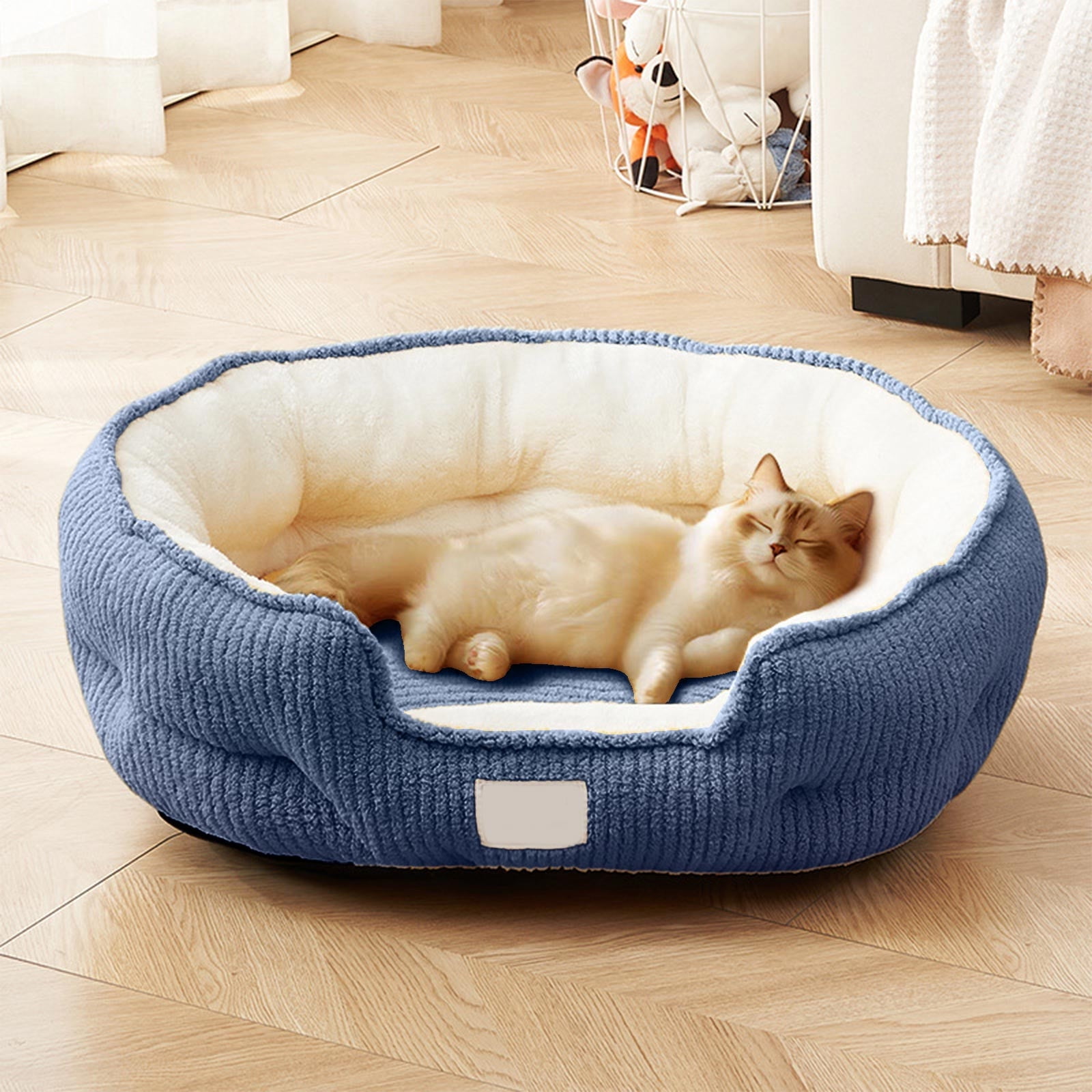 syligr Thick Warm Pet Bed for Cats Dogs Small Animals All Season Soft Plush Cushion Anti-Slip Bottom Washable Cover Cozy Sleeping Pad for Indoor Use Multiple Colors and Patterns