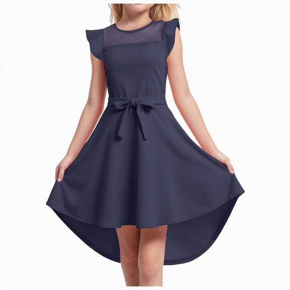 NOLDARES Dress for Girls Tulle Princess Birthday Party Sleeveless Dress for Toddler Girls Prom Ball Gown(Blue,11-12 Years)