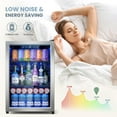 Beverage Refrigerator CoolerMini Fridge Freestanding Cooler with Glass