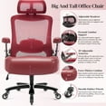 thumbnail image 4 of WOSDOM Big and Tall Mesh Office Desk Chair 500 lb, Ergonomic Executive Chair with 3D Flip up Arms, Heavy Duty Computer Chair, Adjustable Lumbar Support, Burgundy, 4 of 9