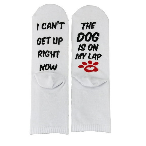 Novelty Animal Paw Socks Funny Letter I Cant Get Up for Cat Dog On My Lap Hosier