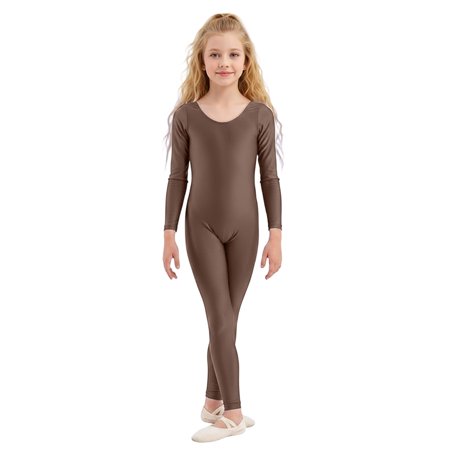 Rhuody Spring Romper For Girls Girls Long Sleeve Bodysuit Racerback Jumpsuit Toddler Romper With Low Round Neck Stretchy Outfit For Infant Baby Simple Style Wear Coffee 10-12 Years