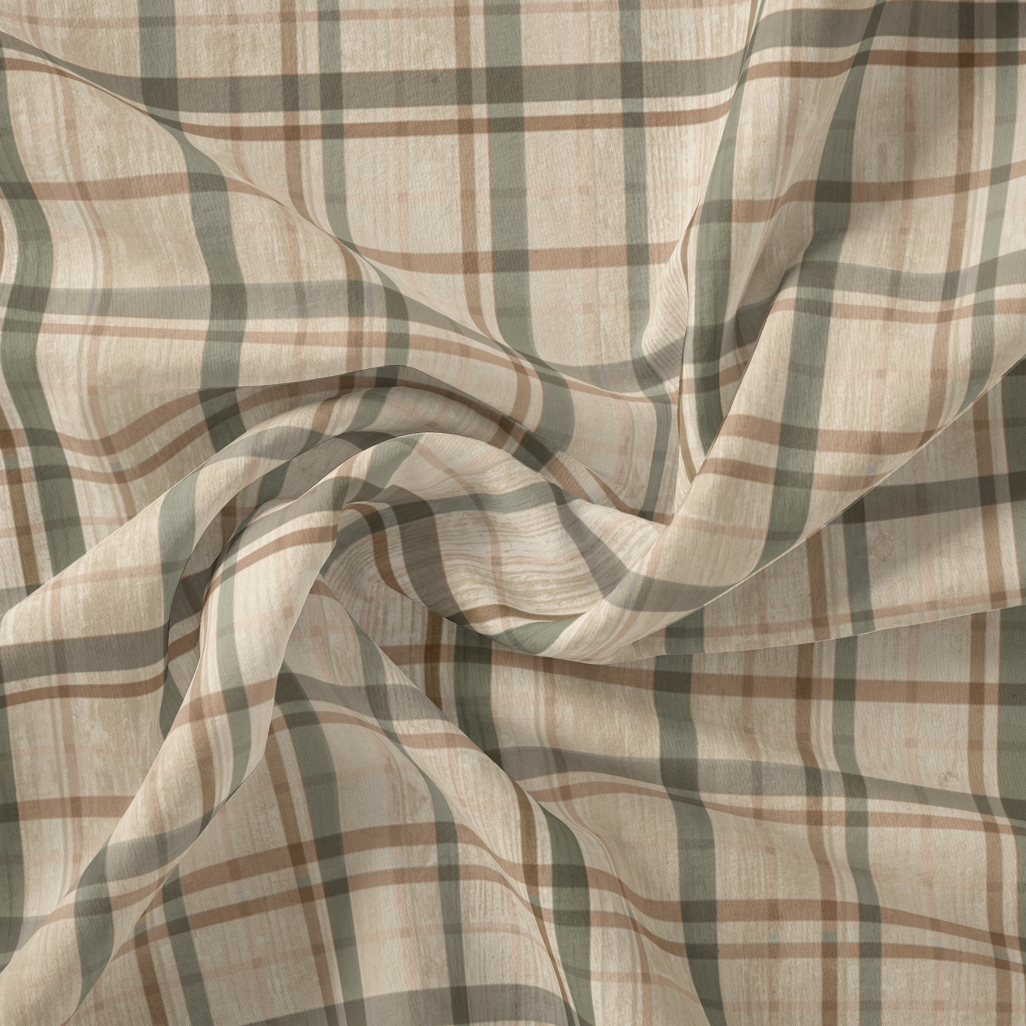 (2 pack) 1 Yard 100% Cotton Woodland Plaid, Oak, 44" Wide for Quilting & Sewing by David Textiles