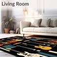 thumbnail image 2 of Flatwoven High Traffic Area Rug, Acoustic Guitar and Drum Rock Music Themed, Non Slip, Stain Resistant, Washable Area Rugs for Living Room, Bedroom(Black, 4X6), 2 of 8