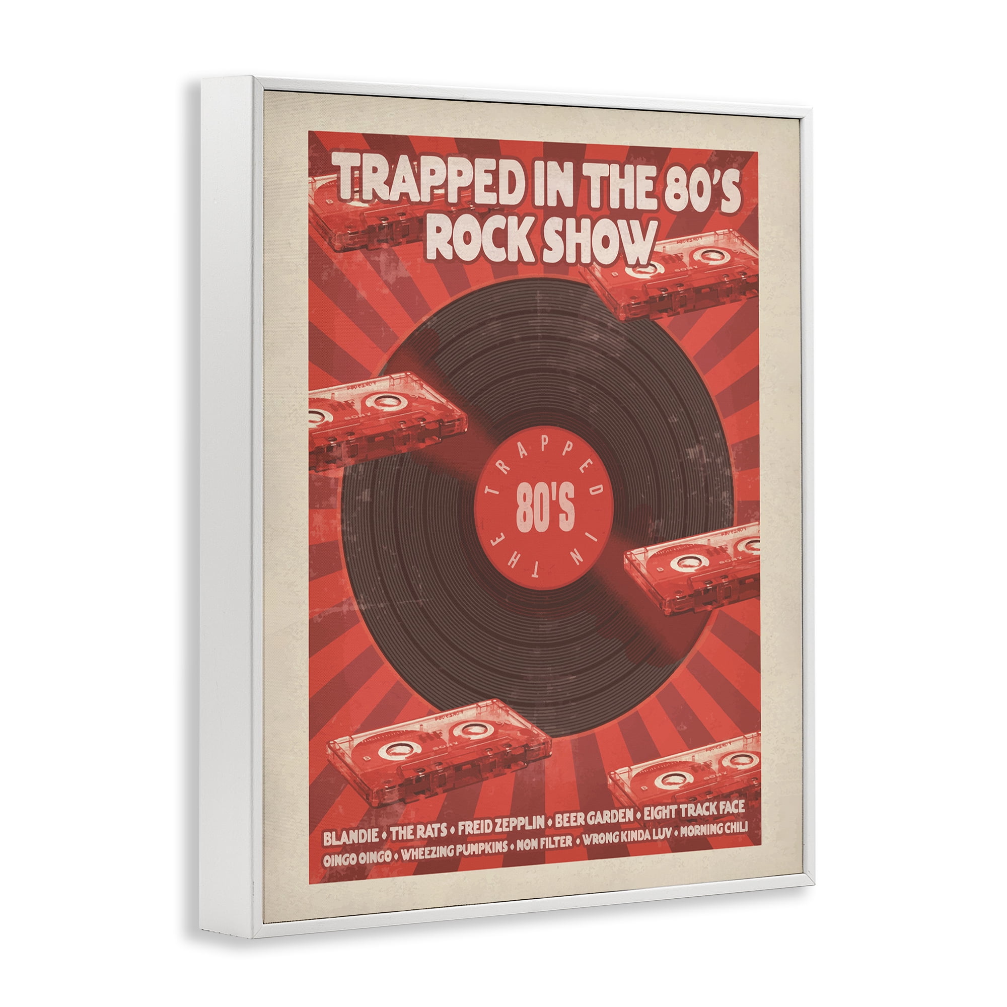 Stupell Industries Trapped in 80s Rock Show White Framed Giclee Art, design by Old Red Truck