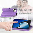 thumbnail image 3 of Case for iPhone 15 Wallet Case Zipper Pocket with Card Holder Slot Magnetic Closure Lanyard Flip Cover, Purple, 3 of 6